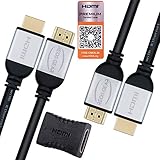 Reos Gear 5 Feet Premium Certified HDMI Cables 2-Pack Plus Coupler | Perfect for 4k HDR Gaming and Movies | Supports Audio Return Channel | HDMI 2.0b (4K @ 60Hz) High Speed 18Gbps