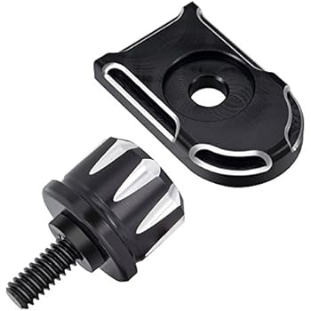 Amazicha Black Knurled Billet Aluminum Screw Seat Bolt with Knob Cover Tab for Harley Davidson Touring 1996-2019