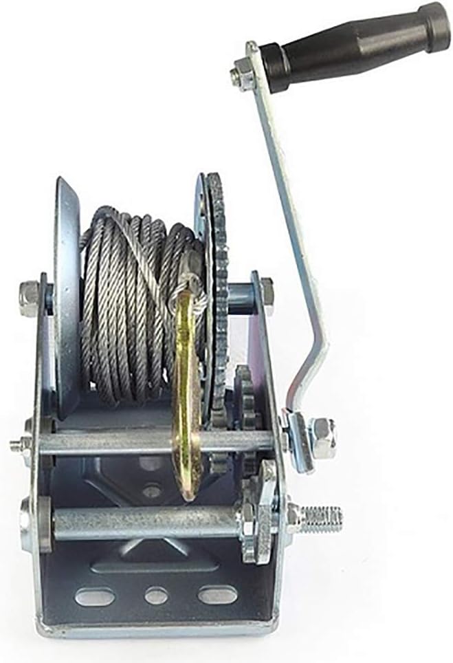 1000 Lbs Capacity Heavy Duty Hand Winch Two Speed Adjustment with Hook Comfort Grip Pulling Winch Handle Cable Winch