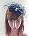 Women's Fascinators Hat Pillbox Hat Cocktail Party Hat with Dot Veil Bowknot Hair Clip, Dark Navy Blue, One Size