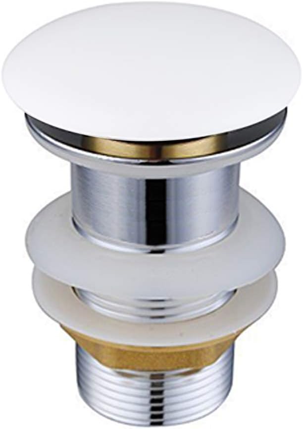 Chrome Unslotted Pop Up Basin Sink Waste Ceramic Waste Plug without overflow (White)