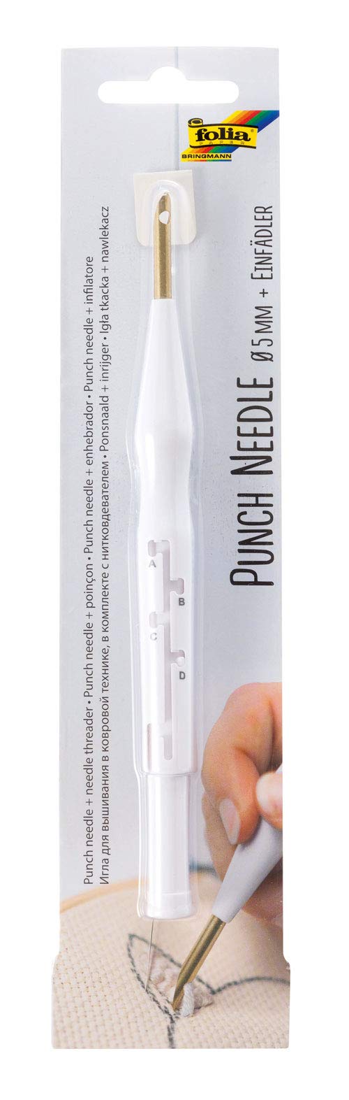 Folia 23410 Punch with Threading Aid, Special Needle for Innovative Needle Punching, White, One Size
