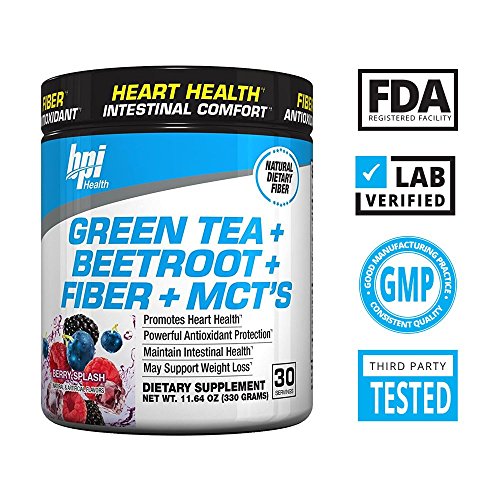 Green Tea Extract with Beetroot, Fiber and MCT's - For Healthy Weight Support, Cardiovascular and Intestinal Health - Powerful Antioxidant & Free Radical Protection - 30 Servings, Berry Splash
