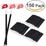 NUOLUX 150pcs Makeup Lip Brush Lipstick Glossy Wands Applicator Tool Disposable(Black)