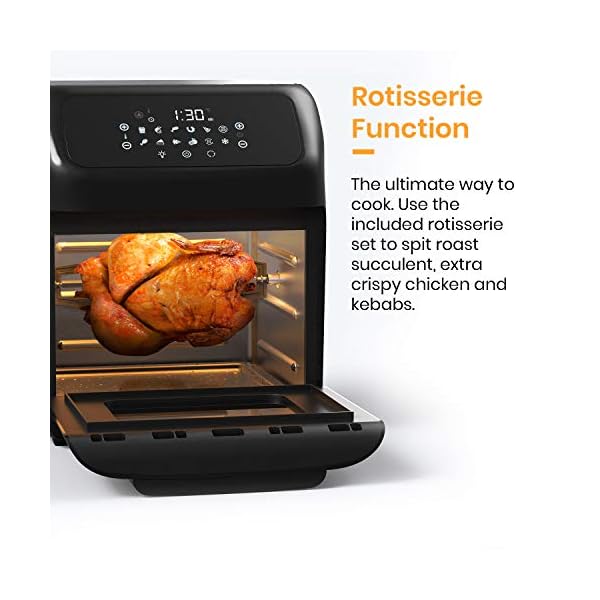Pro Breeze 5-in-1 12L Air Fryer Oven 1800W with Rotisserie, Dehydrator, Digital Display, Timer, 12 Pre-Set Modes and…