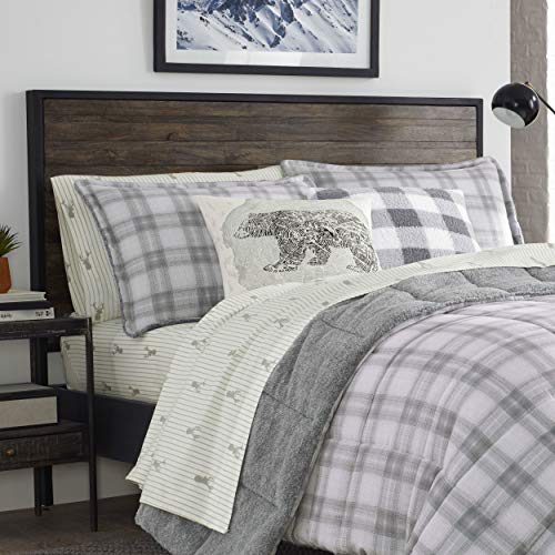 Eddie Bauer Sherwood Sherpa Comforter Set, King, Grey Plaid Pricepulse