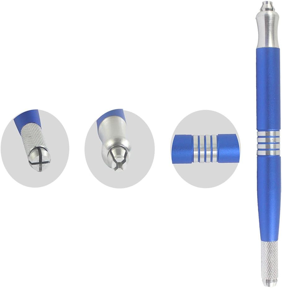 Xiaoyu 3D Double Head Eyebrow Manual Microblading Tattoo Pen Permanent Makeup Manual Tool - Blue