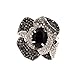 Lavencious Flower Shape CZ & Rhinestone Cocktail Stretch Ring Party Ring for Women (Black)
