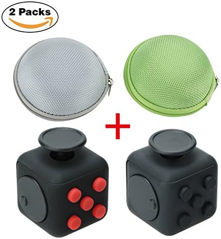 Premium Stress Cube By Smartlif - The Ultimate Fidgeting Sensory Stress Relief Desk Toy - Fast &amp; Easy Anxiety Relief For Kids &amp; Adults - 6 Different Addicting Features(Red+Black)