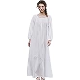BEAUZSUZSANA Victorian Crepe Cotton Nightgown for Women Long Sleeve Ankle-Length Sleep Dress with Lace Trim(White,S)