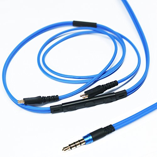 NEW NEOMUSICIA Replacement Cable Compatible with Sennheiser HD25 HD 25-1 HD25-1 II HD25-13 HD25-C Headphone, Remote Volume Control Mic Compatible with Apple iPhone iPod ipad iOS only Blue