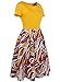 oxiuly Women's Vintage Patchwork Pockets Puffy Swing Casual Party Dress OX165 (Yellow, m)