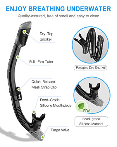 POPCHOSE Snorkel Mask Set Gear, Silicone Snorkeling Set for Adults and Youth, Foldable Snorkel Anti-Fog Anti-Leak… - Image 5