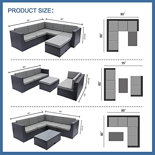 4 Pieces L Shaped Outdoor Furniture Patio Sectional Wicker Rattan