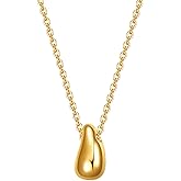G&L Collectives Gold Plated Teardrop Pendant Necklace | 14k Gold Plated | Stainless Steel | Lightweight Dainty Everyday Jewelry