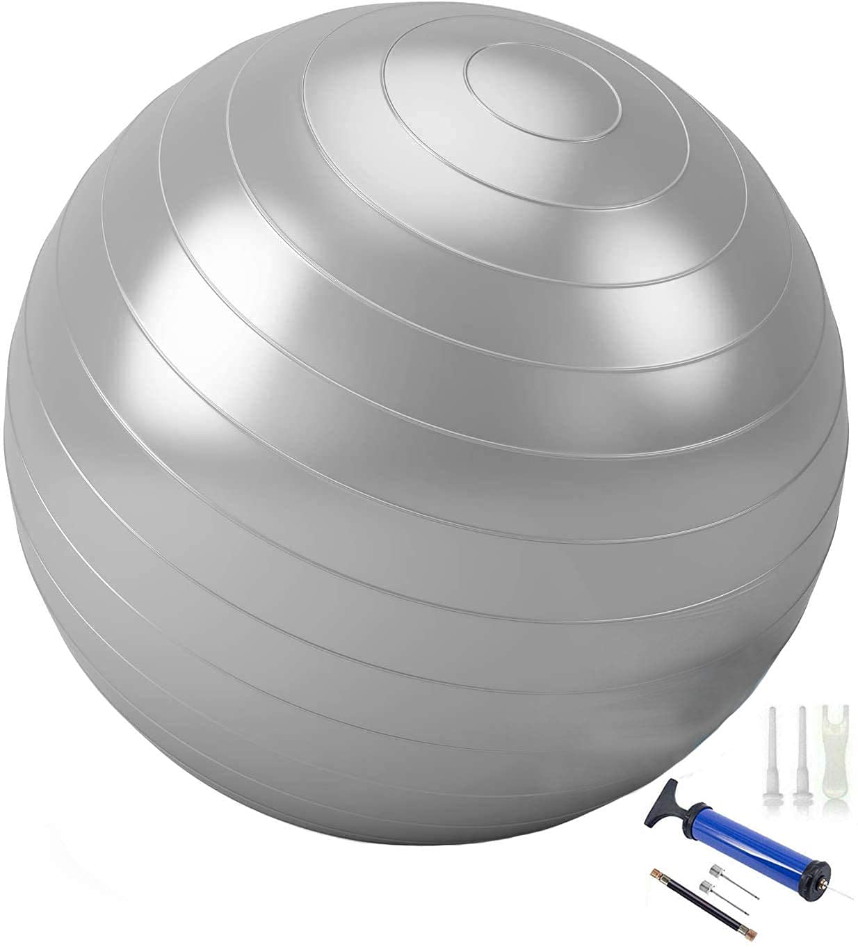 65cm Anti Burst Exercise Yoga Fitness Heavy Duty Ball Chair, for Balance, Stability, Pilates, Pregnancy and Labor Swiss Gym Ball Chair Exercise Stability (Silver)