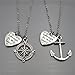 IDLAN 2 Anchor and Compass You are Always in My Heart Necklace or Keychains Best Friends BFF Sisters Couples (Necklace)
