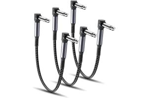 Ruxely Guitar Patch Cables 6-Inch 3-Pack,6.35MM Effects Pedal Board Cord,Nylon Braided 1/4" Right-Angle Instrument Audio Cable,Pedalboard Connector TS Copper Wire for Amp/Amplifier,Mixer,Electric Bass