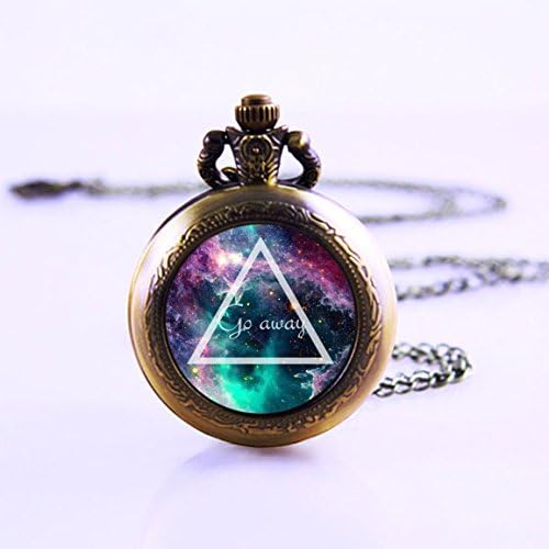 Go Away Galaxy Triangle Pocket Watch Necklace,go Away Nebula Space Jewelry Pocket Watch Go Away , Women Galaxy Nebula Geometric Necklace Jewelry Art Photo Print Pendant Cosmos Jewelry Pocket Watch Necklace,