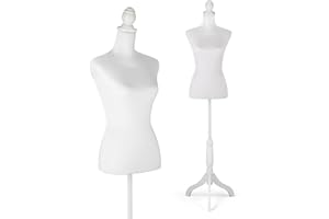 HOMBOUR Female Mannequin Body, Sewing Mannequin Torso Dress Form, Adjustable Mannequin with Stand for Display Dressmaker (White)