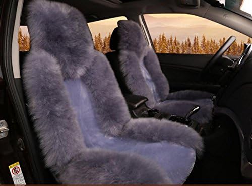 Okayda One Piece Genuine Wool Winter Warm Sheepskin Car Seat Cover High Low Wool Luxury Real Fur Car Seat Covers grey
