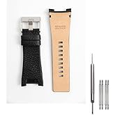 Adwoa Genuine Leather Replacement Straps Compatible with Men's 32mm Spring Bar Diesel Leather Watch Band DZ1215 DZ1216 DZ1273 DZ1430 DZ1453 DZ4246 with Stainless Steel Buckle (Black)
