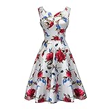 Dreaweet Vintage Floral Sleeveless Women's Cocktail Party Retro Swing A-Line Dress