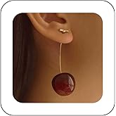 Vacaonio Vintage Red Cherry Dangle Earrings Fruit Cherry Drop Earrings 3D Cherry Earrings Gold Cherry Cute Earrings Funny Cherries Earrings Jewelry for Women