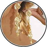 14K Gold Irregular Round Dangle Earrings for Women,Unique Statement Long Geometric Tassel Hanging Earrings Charm Anniversary Party Jewelry Gifts