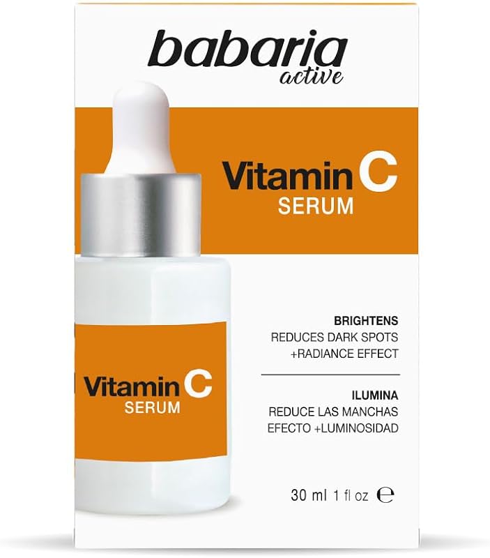 Babaria - sérum facial vitamina c 30ml | cuidado facial feminino antienvelhecimento | vitamina c sérum pele luminosa | tratamento antioxidante | anti-manchas | uso diário dia e noite | 100% vegano