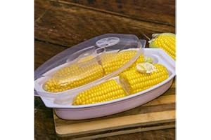 DEPENDABLE INDUSTRIES INC. ESSENTIALS Dependable Industries Microwave Corn Steamer Vented Lid BPA Free Dishwasher Safe Corn on the Cob Maker