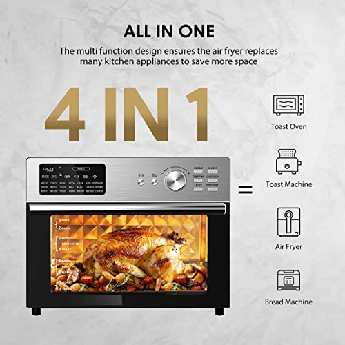 Dxmocos 30L Air Fryer Toaster Oven, Stainless Steel Air Fryer Rotisserie Combo, 21 in 1 Countertop Ovens, Innovative 360 ° Air Frying Technology, Large Air Fryers Oven