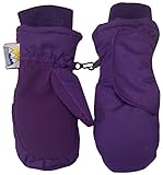 N'Ice Caps Kids Easy On Thinsulate Waterproof Velcro Wrap Mitten (2-3 Years, Dark Purple)