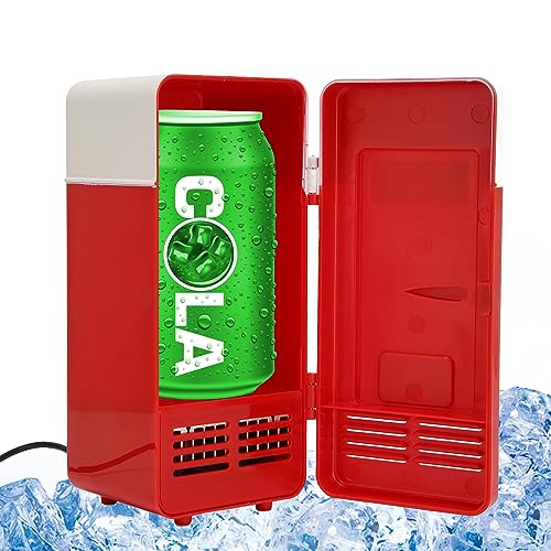Mini Fridge, USB Fridge Insulated Cooling Small Portable Low Decibel Energy Saving Semiconductor Refrigeratior for Bedroom, Car, Office Desk & Dorm Room (Red)