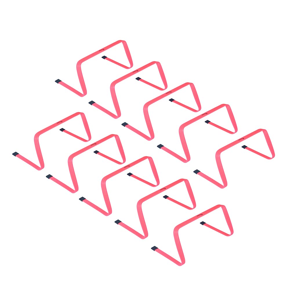 Kosma Pack of 10 Agility Training Fitness Flat Hurdles | Multi-Sport Speed Training Aid with Carry Handle : Size 9 Inch - Color Pink