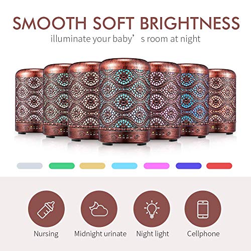 Aromatherapy Humidifier with Essential Oil - Soothing Metal Humidifiers with Essential Oils, Cool Mist Humidifiers with Essential Oils, Aromatherapy Diffuser Humidifier for Bedroom