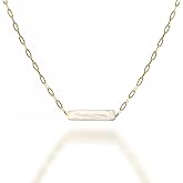 14K Gold Plated Natural Freshwater Toothpick Pearl Pendant Necklace – Minimalist Modern Baroque Pearl Choker with Lobster Clasp & Heart Tail – Dainty Jewelry Gift for Her