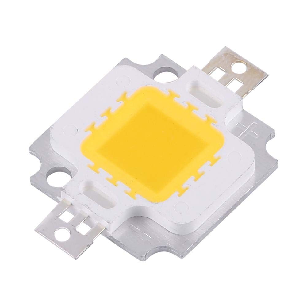 Ymiko 10Pcs 10W LED Chip (3000~3500K/6000K-6500K / 400-450mA / DC 9-12V / 10 Watt) SMD COB Light for Lamp Flood Light Bulb Replacement (Warm White)