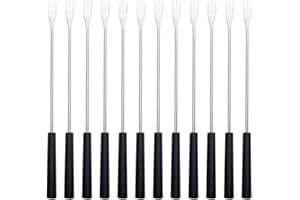 PACKOVE 12Pcs Stainless Steel Fondue Forks Long Handle Fruit Dessert Forks Set for Cheese Chocolate Hotpot Party Dining