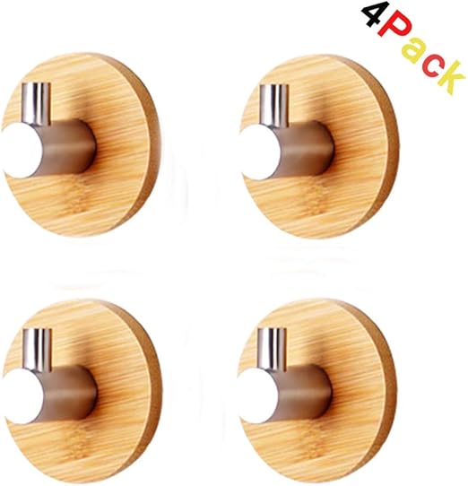 Fitsund Selbstklebend Haken 304 Edelstahl Bambus Bademantelhaken Wandhaken Kuche Handtuchhalter Kleiderhaken Ohne Bohren Bad Kuche Buro Haken Handtuchhaken Klebehaken Holz Amazon De Baumarkt