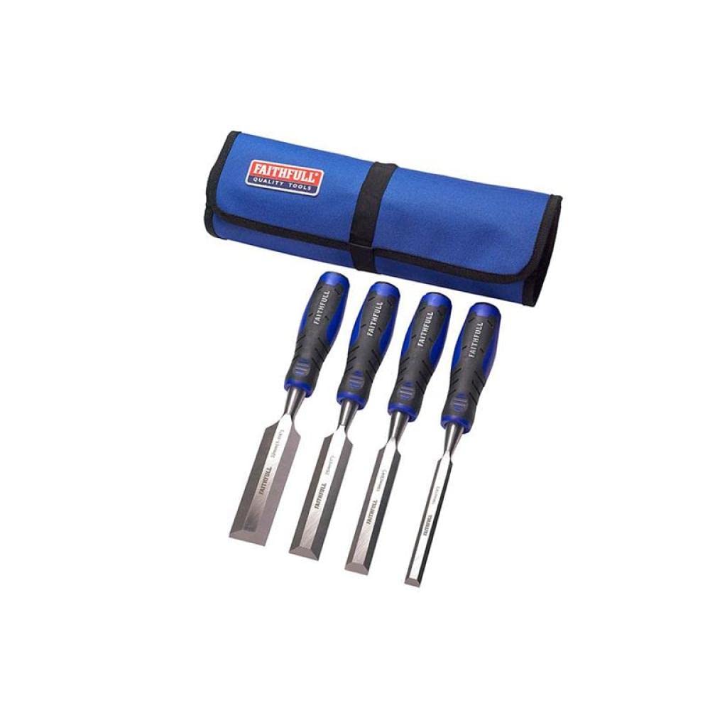 Soft Grip Chisel Set + Chisel Roll, 4 Piece