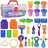 Sand with Molds and Tools Kit Educational Toy DIY kids Back to School Gift 24pcs | Multiple Color (6) Molding Sand Included