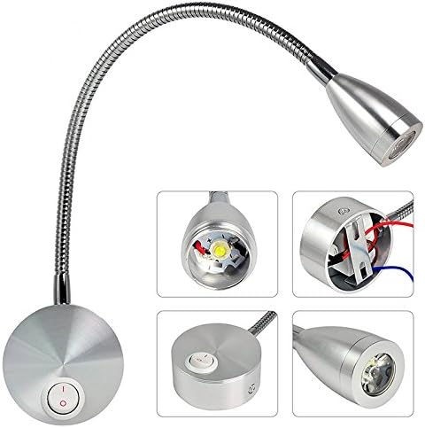 AKDSteel - Lámpara de Lectura Flexible con Cuello de Cisne y Brazo de