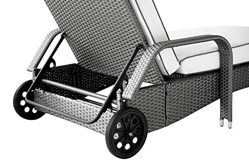 RS Trade Sonnenliege Imola Silber - Outdoor Liege mit beständigem Poly-Rattan-Geflecht - verstellbare Rückenlehne & breite Liegefläche - inkl. Kopfteil und Auflage – Bild 8
