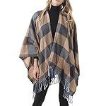 Zando Womens Tassel Plaid Ponchos Fashion Open Front Blanket Shawls for Women Soft Classic Vintage Ponchos Gifts