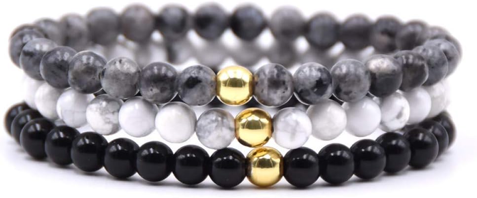 YANJELI 3 Pcs/Set Trendy 6Mm Small Natural Stone Beads Bracelet Simple Tiger Eyes Obsidian Bracelets for Women Homme Jewelry Gift