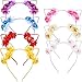 Maxdot 7 Pieces Flower Cat Ears Headband Elegant Women Girl Hairband Cat Bow Hairbands Makeup Party Headwear, 7 Colors