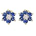 Gold Plated Navy Blue and Clear CZ Flower Safety Screw Back Earrings for Children 5mm - Floral Earrings for Infants, Toddlers, and Little Girls - Safe for Kids with Sensitive Ears