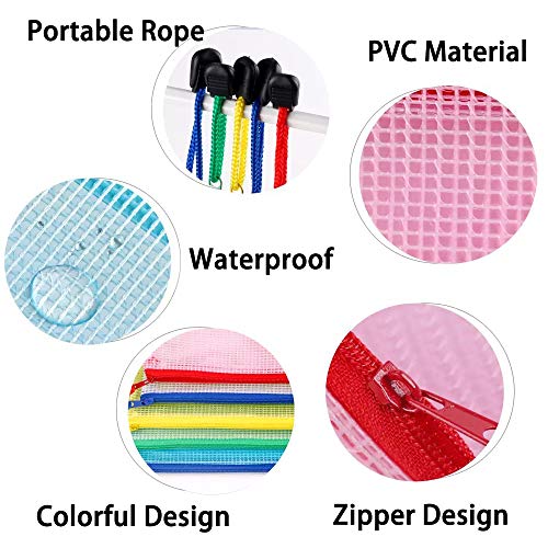 10Pcs A5 Zipper Pouch, Austark 9.2''x6.7'' Size File Bags PVC Durable Document Bags Filing Organization for School Office Home Travel (A5 Mix Colored) - Thumbnail 2