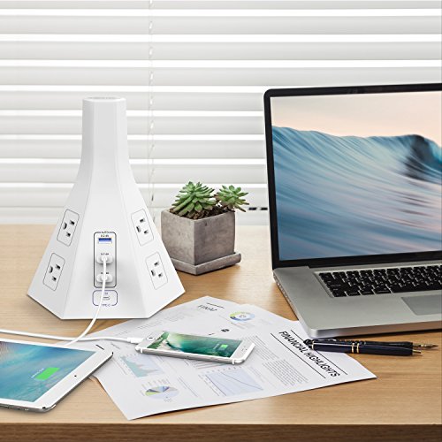 Tower Power Strip with USB by BESTEK Vertical 6 Outlet 6 Foot Long Power Cord, 3 USB & 1 Type-C Charging Ports Tools & Home Improvement, Electrical, Power Strips